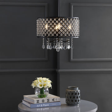 Gigi Metal/Crystal Adjustable LED Drop Chandelier - JONATHAN Y